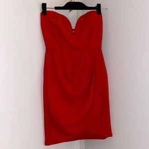 Coral strapless dress